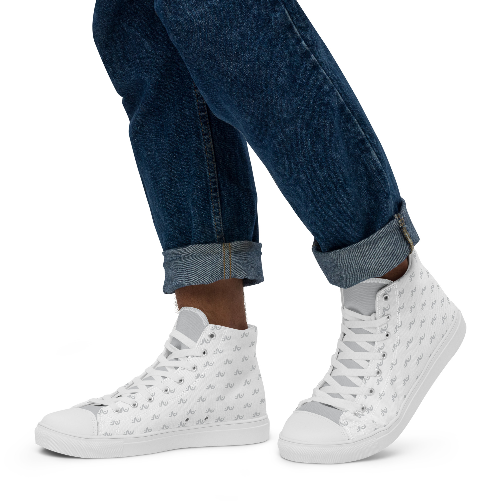 Uplift (Pattern) Men’s high top canvas shoes - Image 2